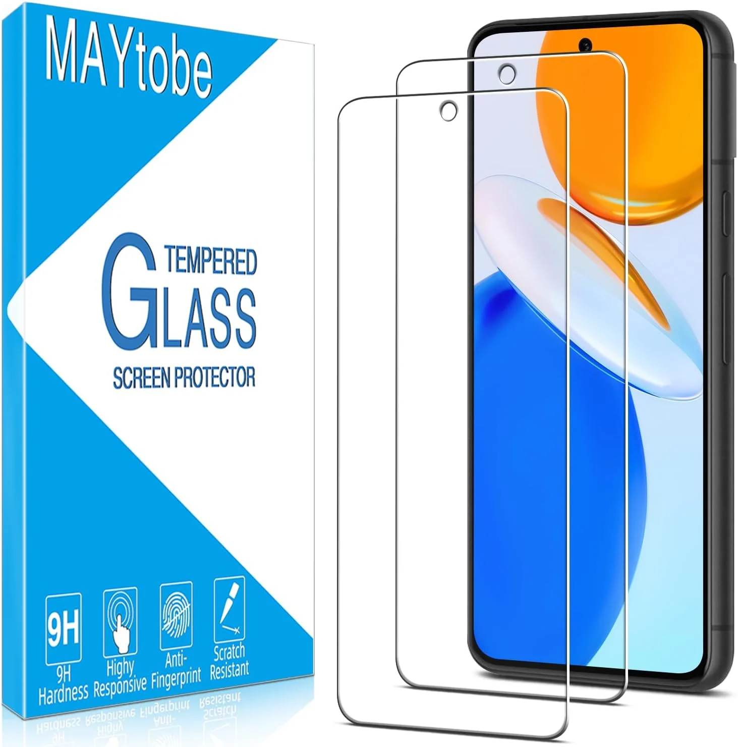 مجموعه 2 عددی محافظ شیشه ای MAYtobe برای گوگل پیکسل 8a، محافظ صفحه نمایش، ضد خش، سختی 9H، محافظ صفحه نمایش فوق العاده شفاف 0.33 میلی متری، بدون حباب