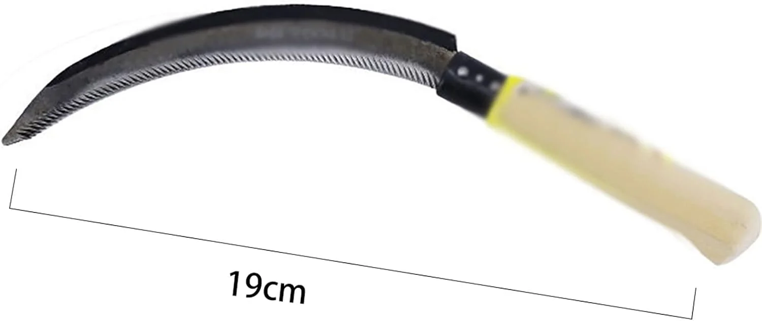 SONAXO Sickle Handle Stainless Steel Sickle Serrated Mesh All-steel, Curved Handle Sickle Agricultural Tool SONAXO Sickle Handle Stainless Steel Sickle Serrated Mesh All-steel, Curved Handle Sickle Agricultural Tool