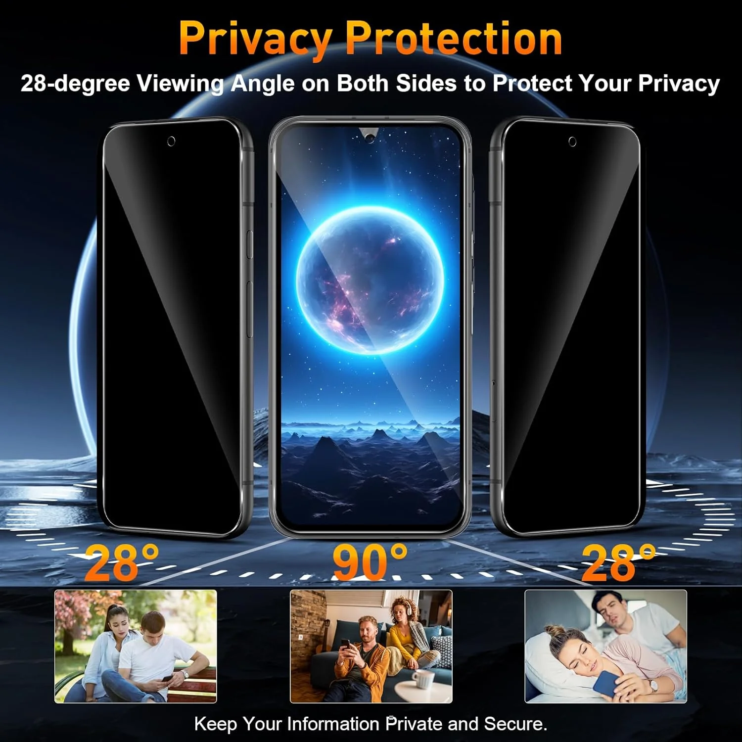 محافظ صفحه نمایش حریم خصوصی Vanrain برای Google Pixel 8a، شامل 2 عدد محافظ صفحه نمایش حریم خصوصی و 2 عدد محافظ لنز دوربین عقب، سختی 9H ضد خش و بدون حباب