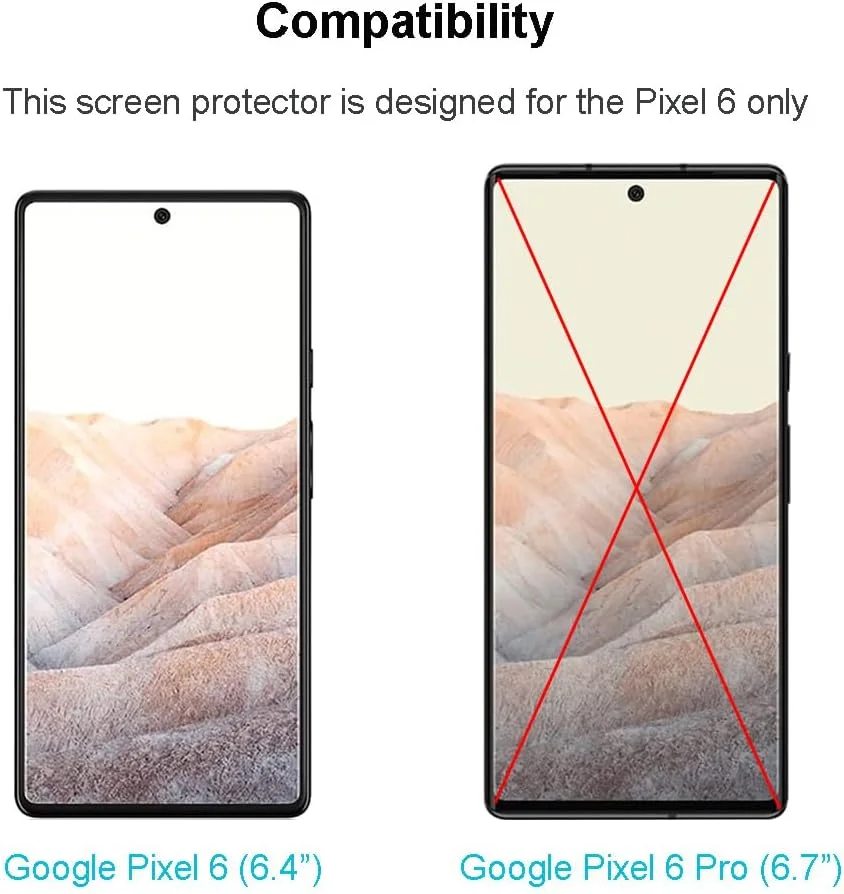 شونوایگ [بسته 2 عددی] محافظ صفحه نمایش شیشه ای حرارت دیده برای گوگل پیکسل 6، سختی 9H، ضد خش، نصب آسان، بدون حباب
