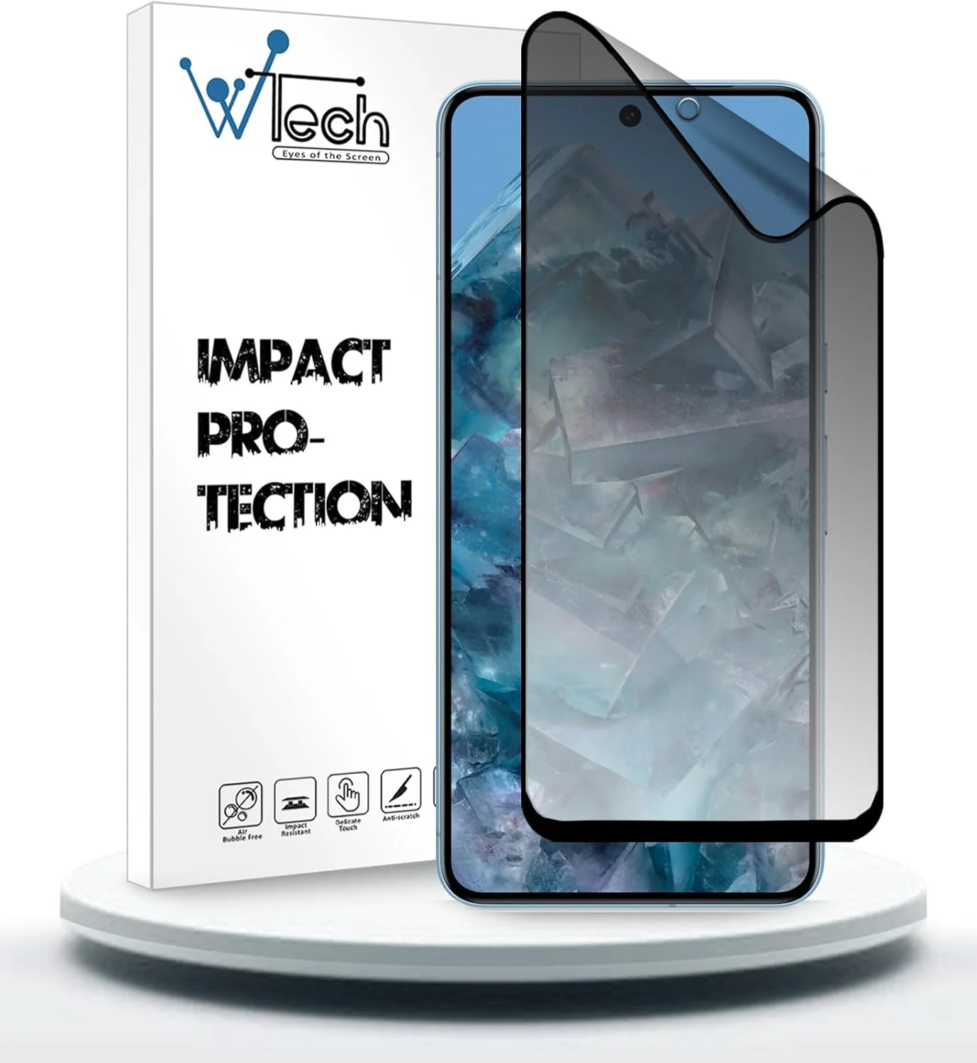 محافظ صفحه نمایش نانو سرامیکی حریم خصوصی فول چسب فول کاور مات منعطف WTech برای گوگل پیکسل 8 پرو 5G 2023 (شفاف/مشکی)