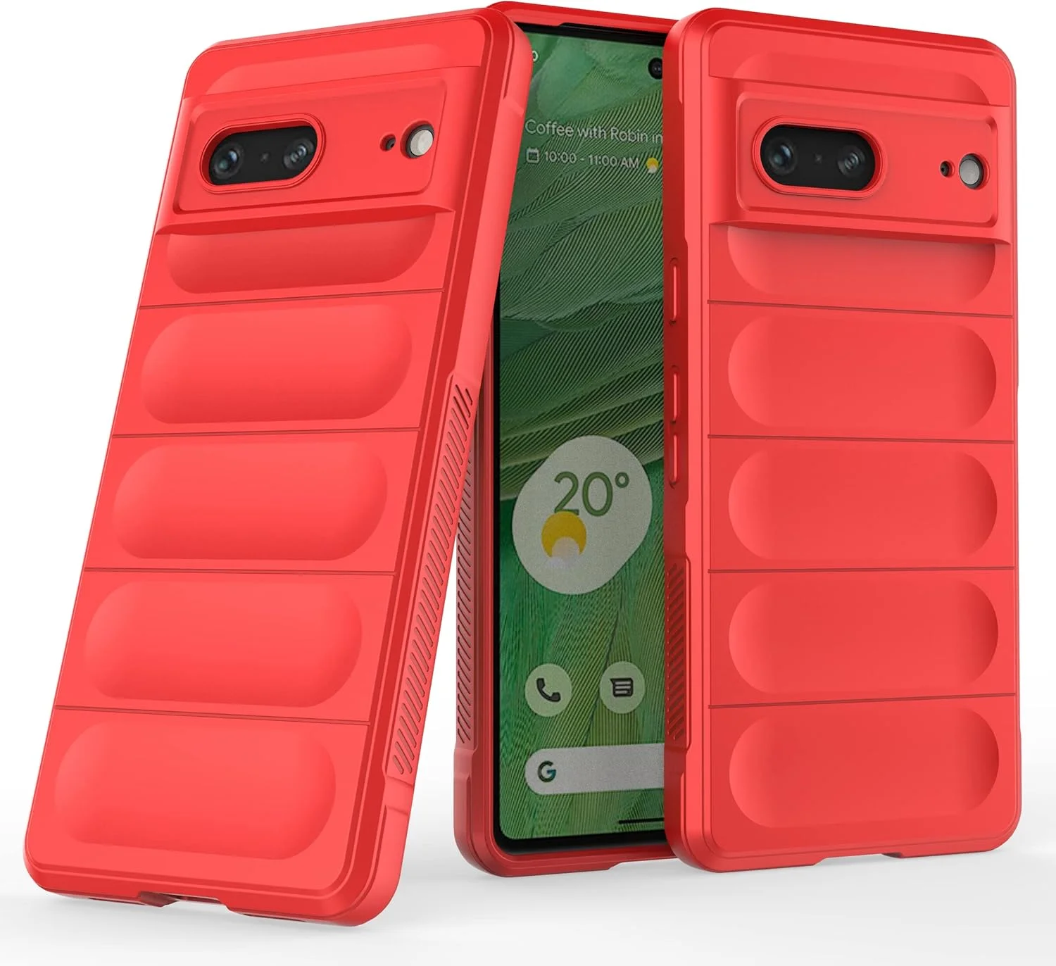 کیف محافظ گوشی QINOUK برای گوگل پیکسل 7، جنس TPU انعطاف پذیر ضد خش، طراحی 10 ایربگ نامرئی، به همراه محافظ صفحه نمایش شیشه ای حرارت دیده [2 عدد]، برای گوگل پیکسل 7 - قرمز