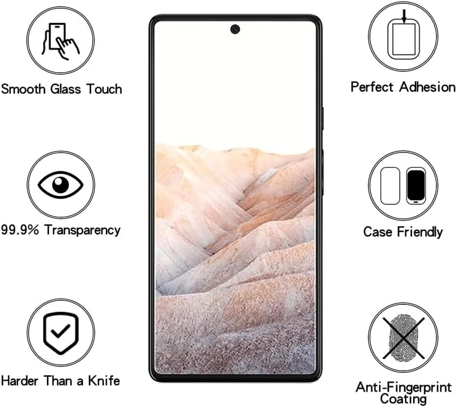 شونوایگ [بسته 2 عددی] محافظ صفحه نمایش شیشه ای حرارت دیده برای گوگل پیکسل 6، سختی 9H، ضد خش، نصب آسان، بدون حباب