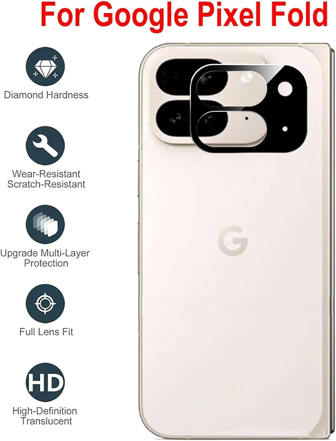 محافظ لنز دوربین KZIOACSH برای Google Pixel 9 Pro Fold، بسته 3 عددی، سختی 9H [ضد خش] شیشه حرارت دیده، محافظت 360 درجه از دوربین [ضد اثر انگشت] پوشش محافظ بدون حباب