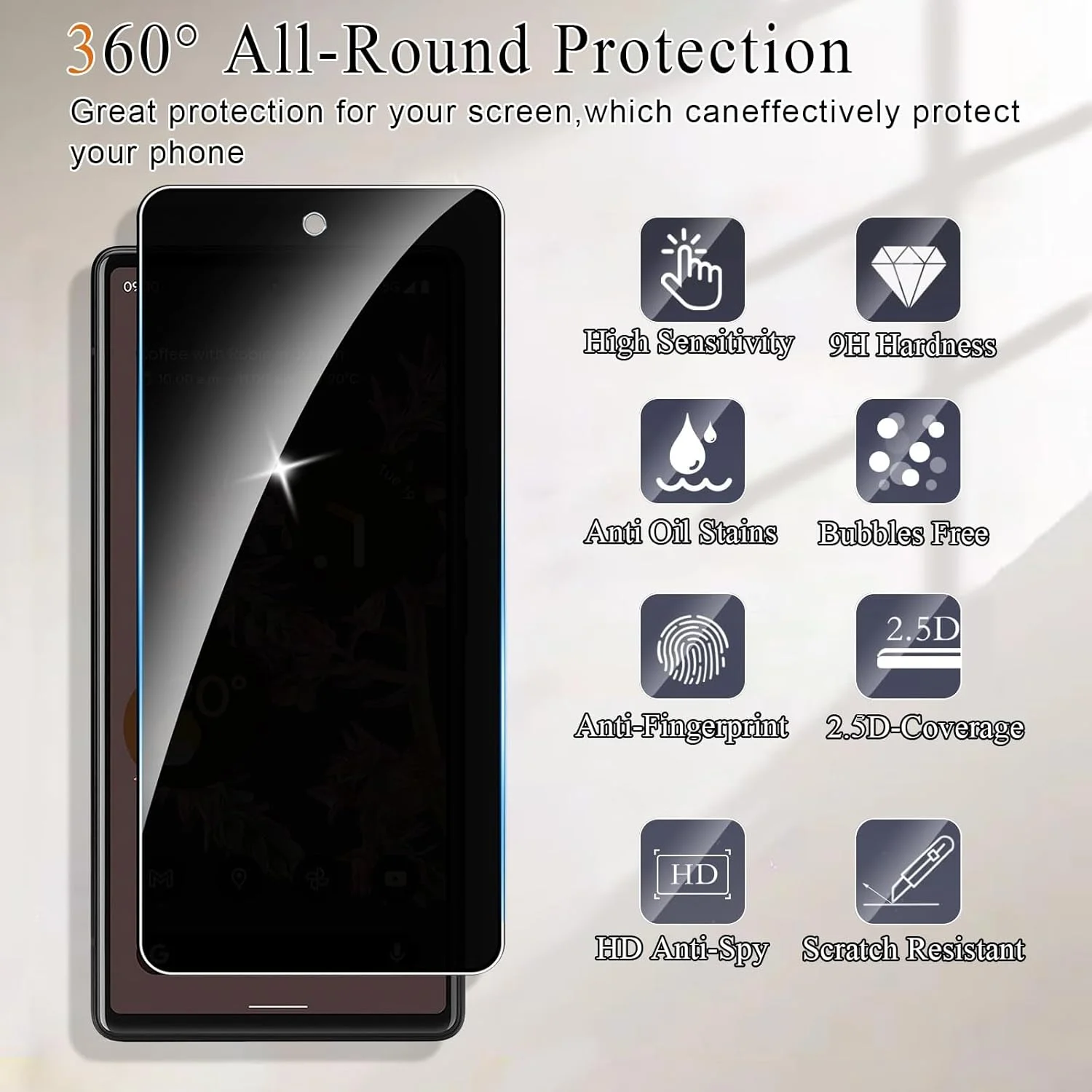 محافظ صفحه نمایش حریم خصوصی Lyphpe (دو عددی) برای گوگل پیکسل 6، شیشه حرارت دیده 9H، فیلم ضد جاسوسی، سازگار با قاب گوگل پیکسل 6، نصب آسان محافظ صفحه نمایش حریم خصوصی Lyphpe (دو عددی) برای گوگل پیکسل 6، شیشه حرارت دیده 9H، فیلم ضد جاسوسی، سازگار با قاب گوگل پیکسل 6، نصب آسان