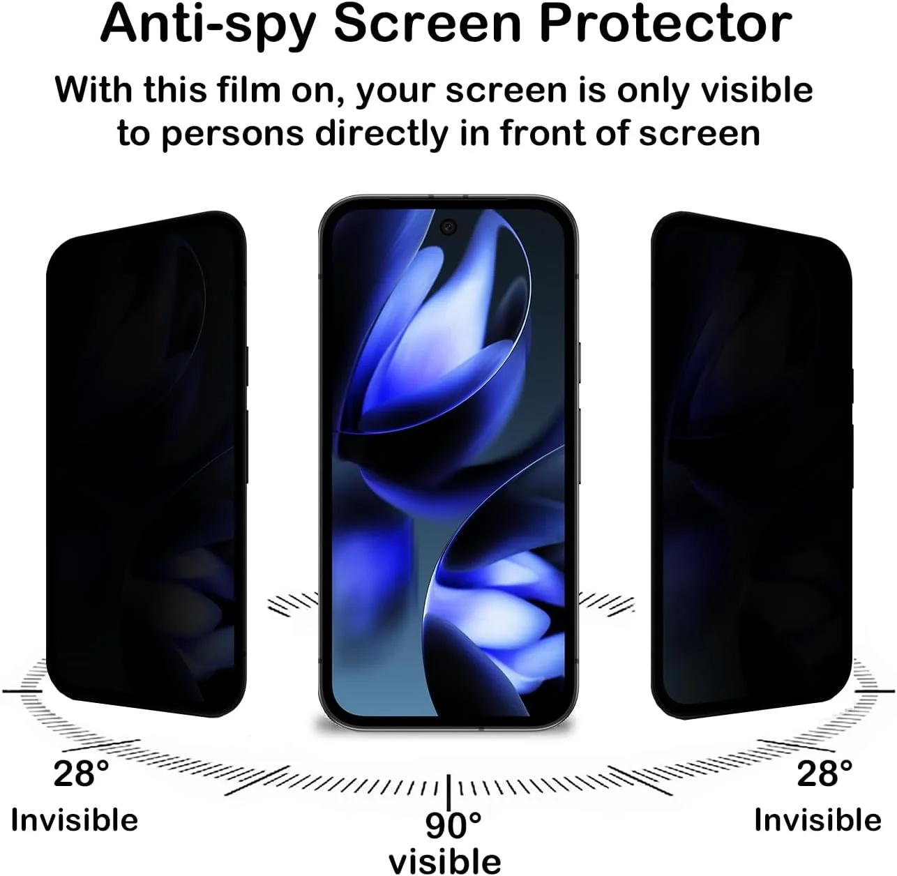 محافظ صفحه نمایش حریم خصوصی برای گوگل پیکسل 9a [بسته 2 عددی]، فیلم حریم خصوصی، مقاوم در برابر خراش، ضد اثر انگشت، بدون حباب، محافظ صفحه نمایش TPU انعطاف پذیر ضد جاسوسی برای گوگل پیکسل 9a