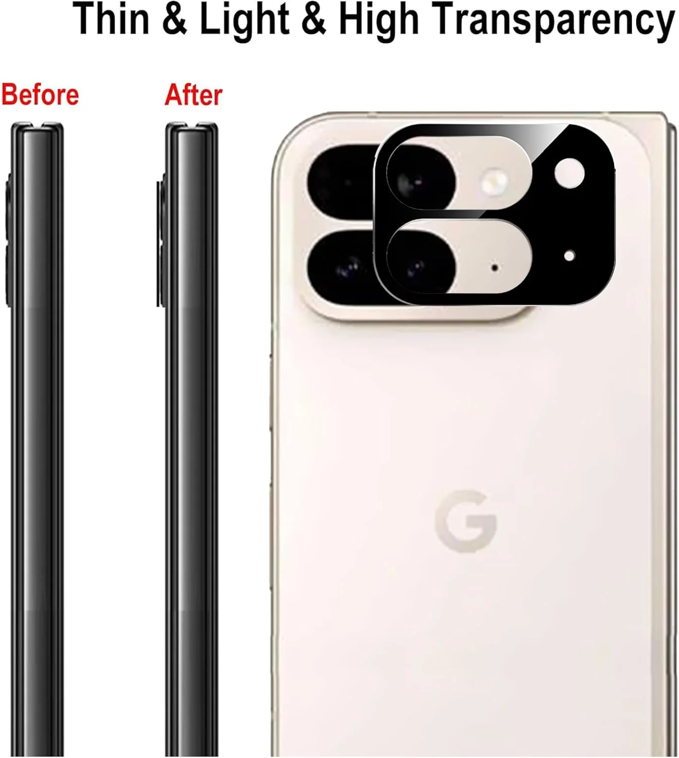 محافظ لنز دوربین KZIOACSH برای Google Pixel 9 Pro Fold، بسته 3 عددی، سختی 9H [ضد خش] شیشه حرارت دیده، محافظت 360 درجه از دوربین [ضد اثر انگشت] پوشش محافظ بدون حباب