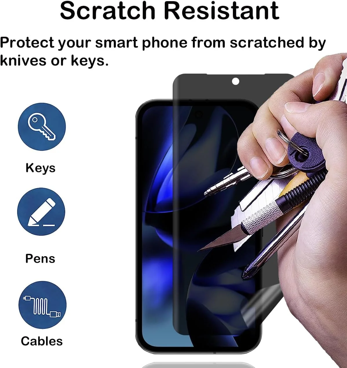 محافظ صفحه نمایش حریم خصوصی برای گوگل پیکسل 9a [بسته 2 عددی]، فیلم حریم خصوصی، مقاوم در برابر خراش، ضد اثر انگشت، بدون حباب، محافظ صفحه نمایش TPU انعطاف پذیر ضد جاسوسی برای گوگل پیکسل 9a