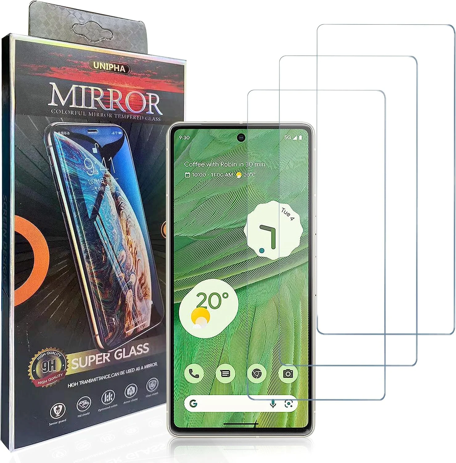 محافظ صفحه نمایش شیشه ای حرارتی hxeyraal (بسته 3 عددی) طراحی شده برای گوگل پیکسل 7، 0.33 میلی متر، ضد خش، بدون حباب، محافظ صفحه نمایش HD برای گوگل پیکسل 7