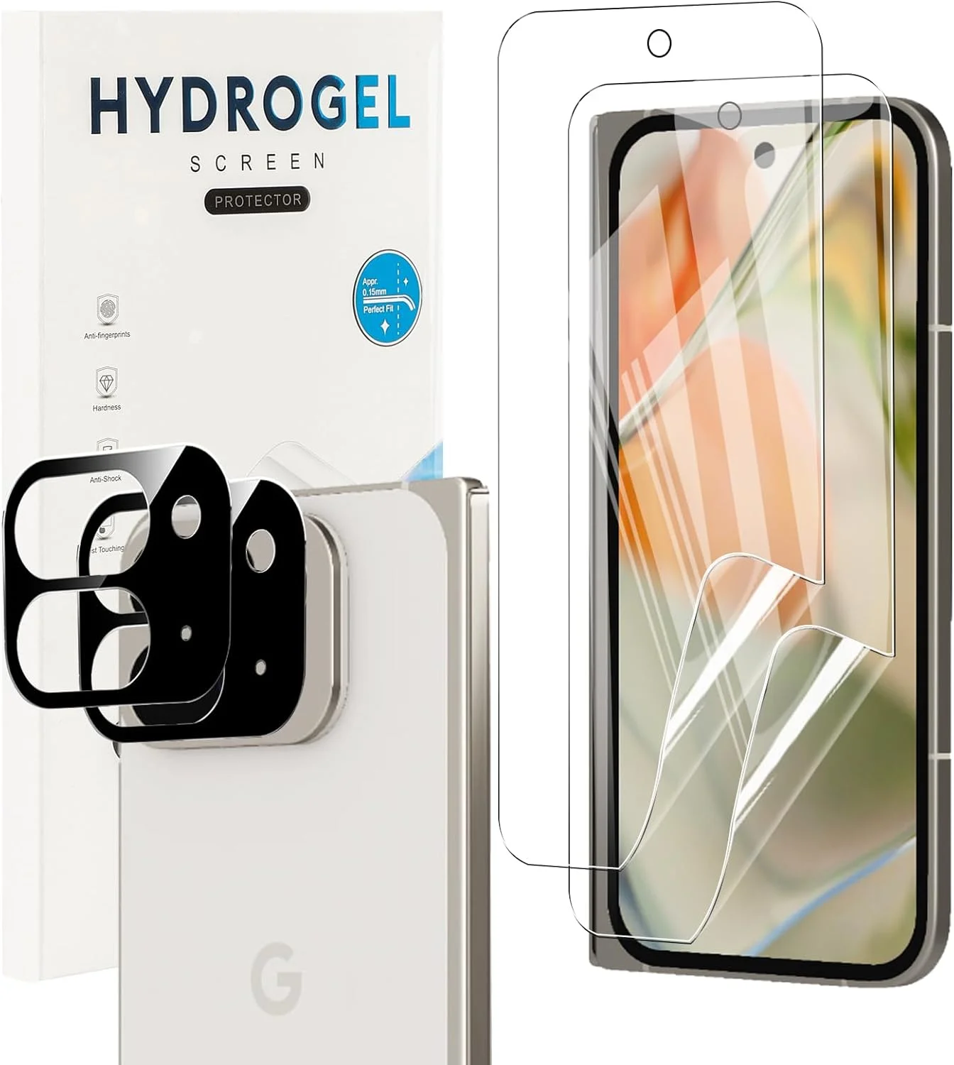 محافظ صفحه نمایش بیرونی KZIOACSH برای گوگل پیکسل 9 پرو فولد، بسته 2 عددی، محافظ صفحه نمایش TPU نرم و شفاف با وضوح HD، ضد خش، بدون حباب، باز کردن قفل اثر انگشت، پوشش محافظ هیدروژل