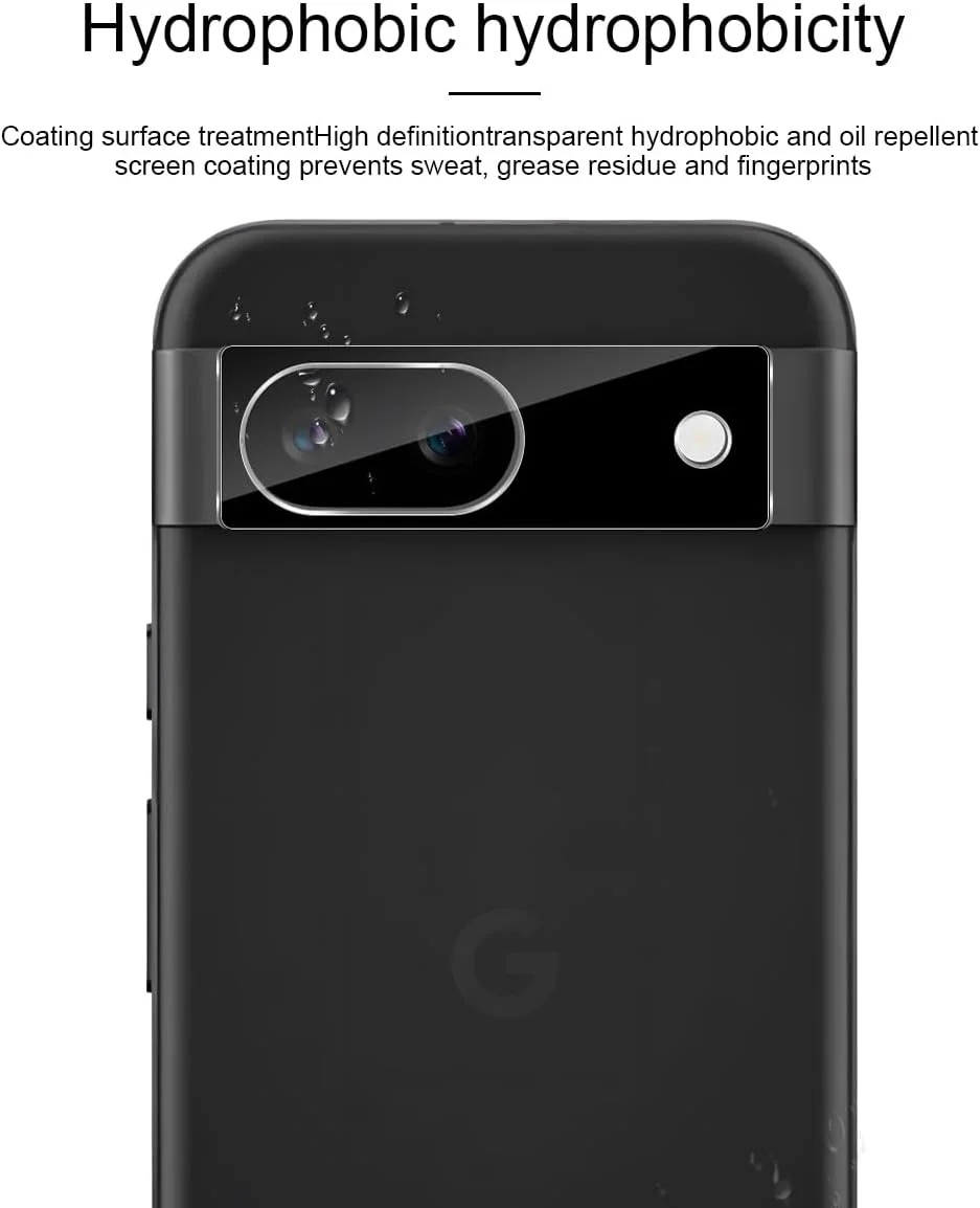 GEEMEE For Google Pixel 8A Camera Tempered Glass Screen Protector, 2 Pack 9H Hardness Full Coverage Tempered Glass Screen Protector