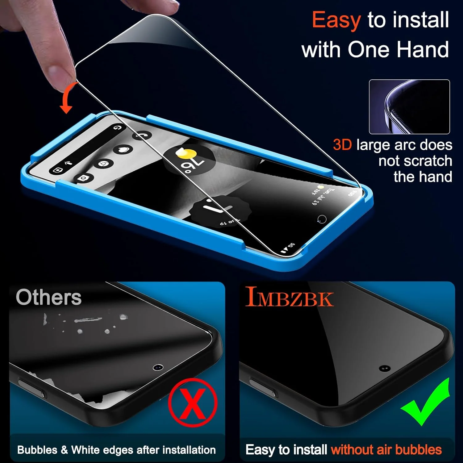 IMBZBK محافظ شیشه ای تمپرد برای گوگل پیکسل 8 پرو، بسته 3 عددی، محافظ صفحه نمایش 9H به همراه 3 عدد لوازم جانبی محافظ دوربین HD، سازگار با دماسنج و باز کردن قفل اثر انگشت IMBZBK محافظ شیشه ای تمپرد برای گوگل پیکسل 8 پرو، بسته 3 عددی، محافظ صفحه نمایش 9H به همراه 3 عدد لوازم جانبی محافظ دوربین HD، سازگار با دماسنج و باز کردن قفل اثر انگشت