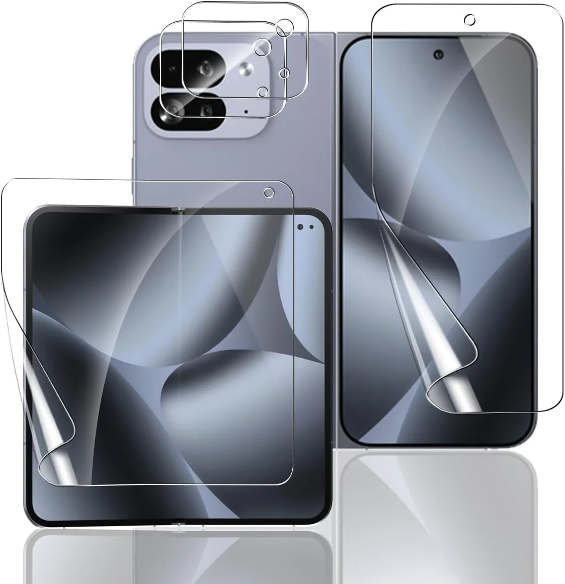 محافظ صفحه نمایش Bekiikoo برای Google Pixel 10 Pro Fold و محافظ دوربین شیشه ای حرارت دیده [3+2 عدد]، بدون حباب، محافظ فیلم TPU نرم شفاف HD برای Google Pixel 10 Pro Fold