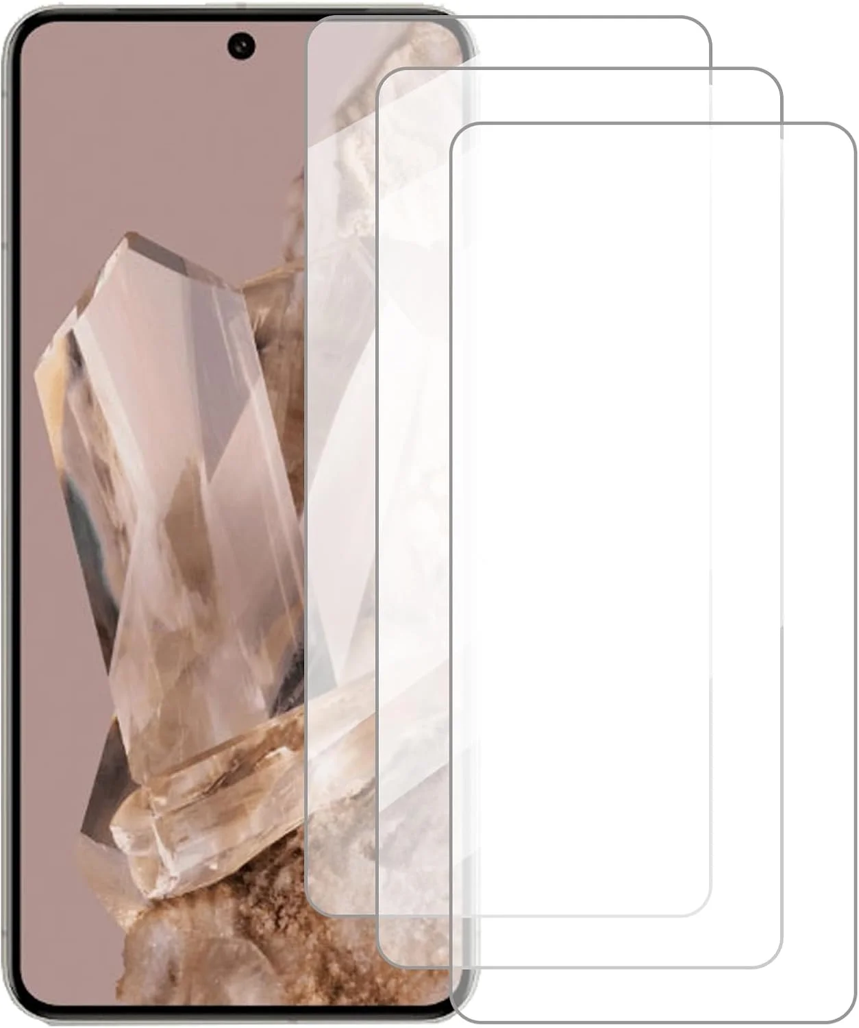 محافظ صفحه نمایش دامولون سازگار با گوگل پیکسل 8 پرو (6.7 اینچ) [بسته 3 عددی] محافظ صفحه نمایش شیشه ای حرارت دیده مناسب برای گوگل پیکسل 8 پرو، محافظ صفحه نمایش شیشه ای حرارت دیده