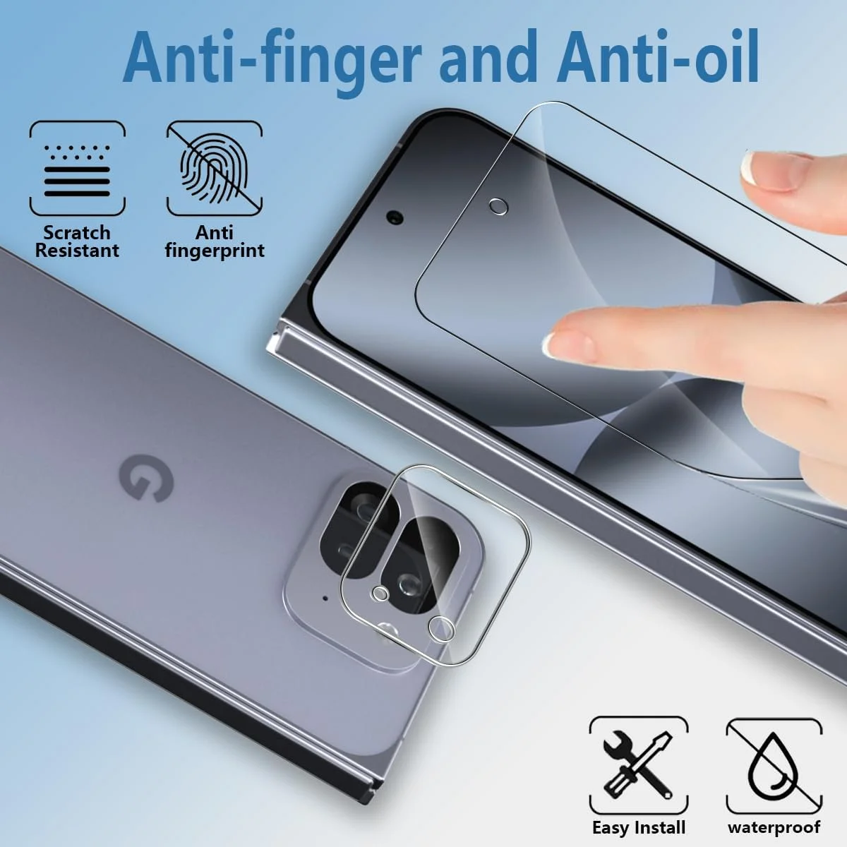 محافظ صفحه نمایش Bekiikoo برای Google Pixel 10 Pro Fold و محافظ دوربین شیشه ای حرارت دیده [3+2 عدد]، بدون حباب، محافظ فیلم TPU نرم شفاف HD برای Google Pixel 10 Pro Fold