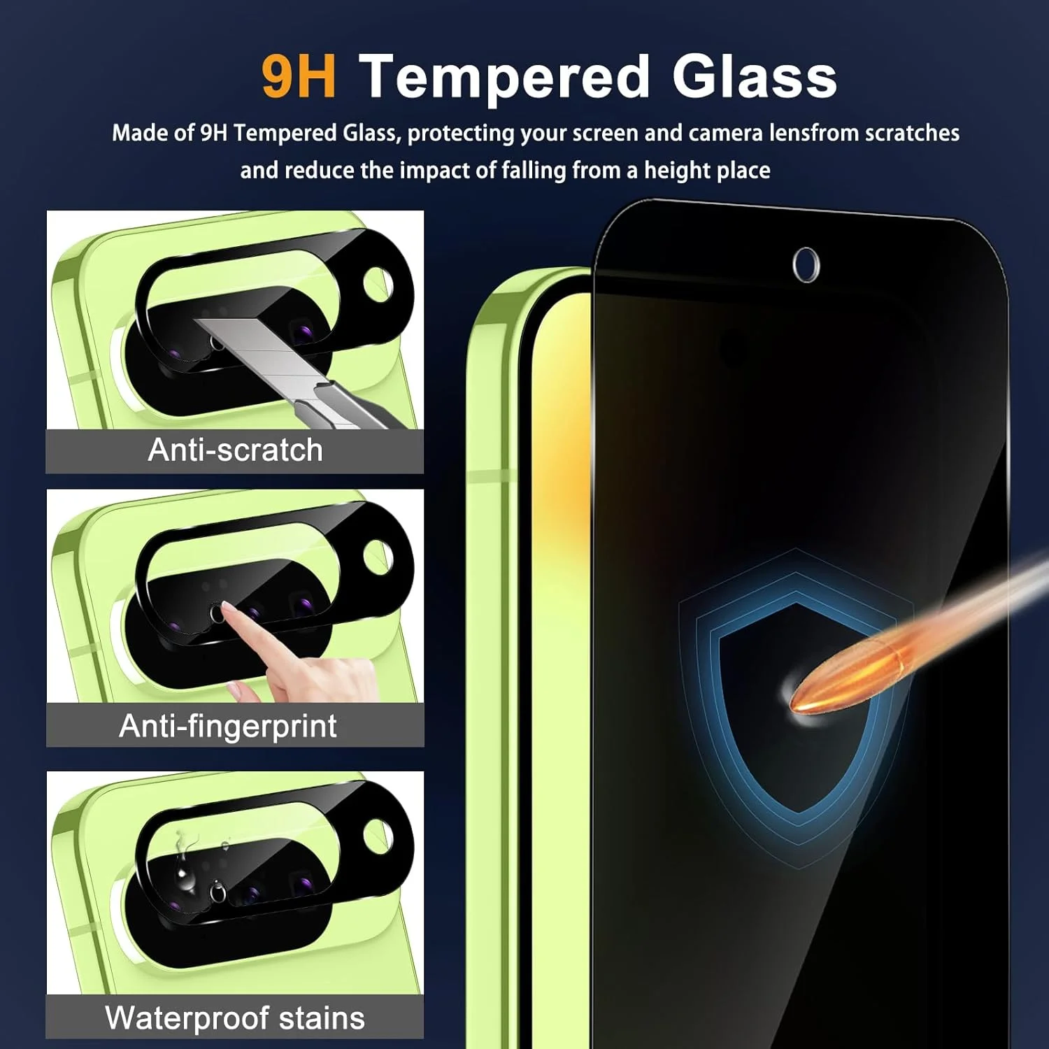 محافظ صفحه نمایش حریم خصوصی HeeYeal (بسته 2 + 2) + محافظ لنز دوربین برای گوگل پیکسل 10 5G، [سازگار با قاب] [ضد خش] [سختی 9H] فیلم شیشه ای حرارت دیده ضد جاسوسی برای گوگل پیکسل 10 5G