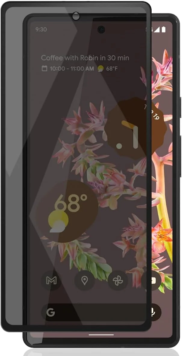 محافظ صفحه نمایش حریم خصوصی شیشه ای Zerrshoo برای گوگل پیکسل 6، 1 عدد، شیشه حرارت دیده، سختی 9H، مقاوم در برابر خراش، ضد آب، ضد اثر انگشت