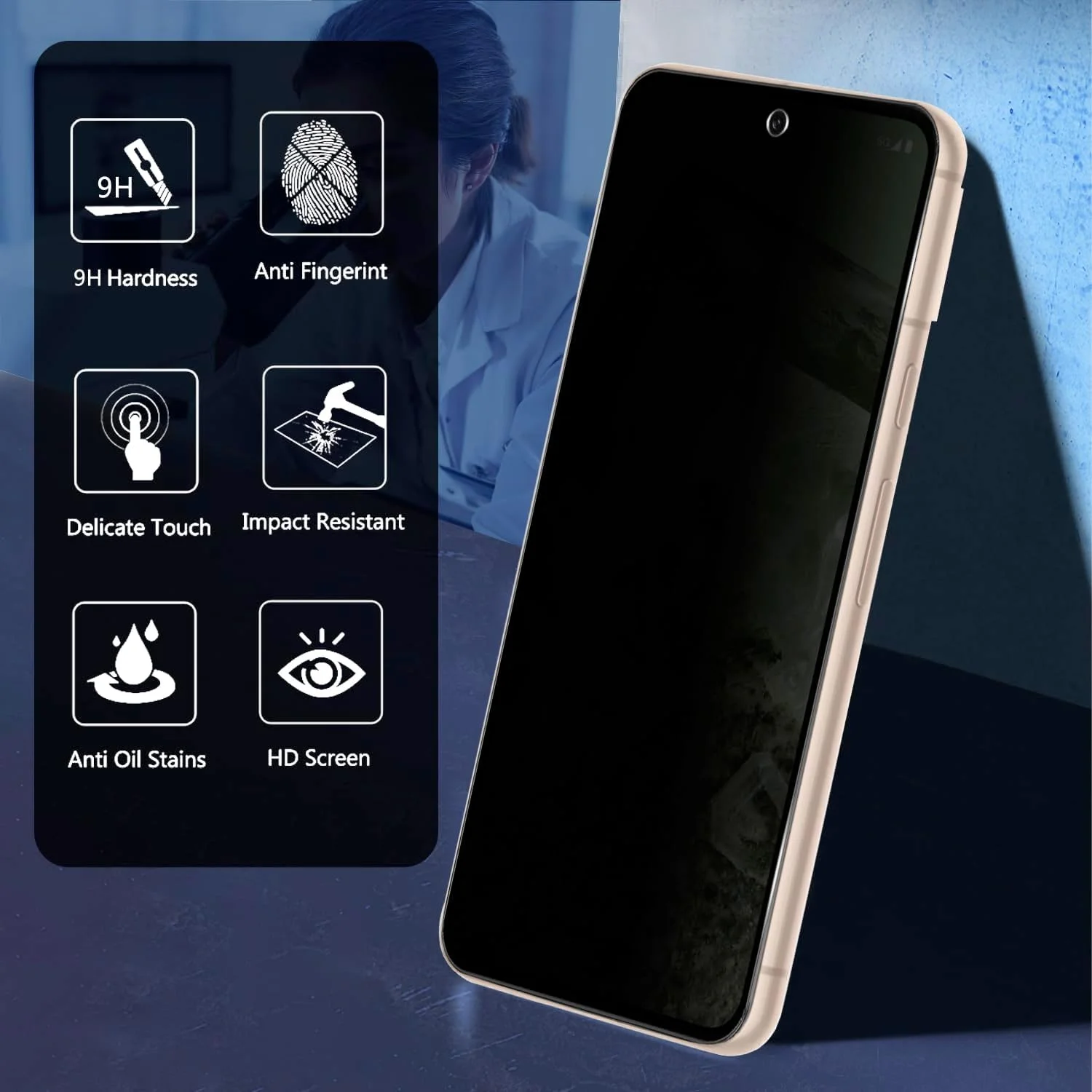 محافظ صفحه نمایش حریم خصوصی PaceBid برای گوگل پیکسل 8a، بسته 2 عددی غشای شیشه ای حرارت دیده ضد جاسوسی [پوشش کامل] [ضد خش] [سختی 9H] برای گوگل پیکسل 8a