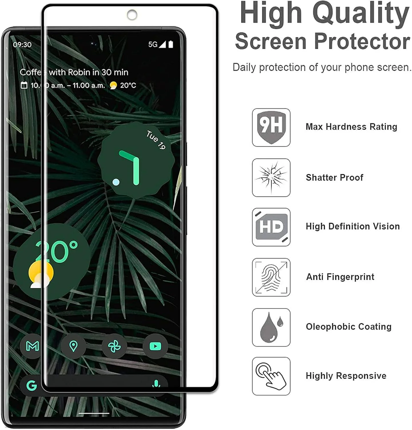 محافظ صفحه نمایش شیشه ای حرارت دیده برای گوگل پیکسل 6 پرو، [بسته 2 عددی] [سازگار با قاب] [شفاف HD] [سختی 9H] [ضد خش] [بدون حباب] محافظ صفحه نمایش شیشه ای حرارت دیده برای گوگل پیکسل 6 پرو