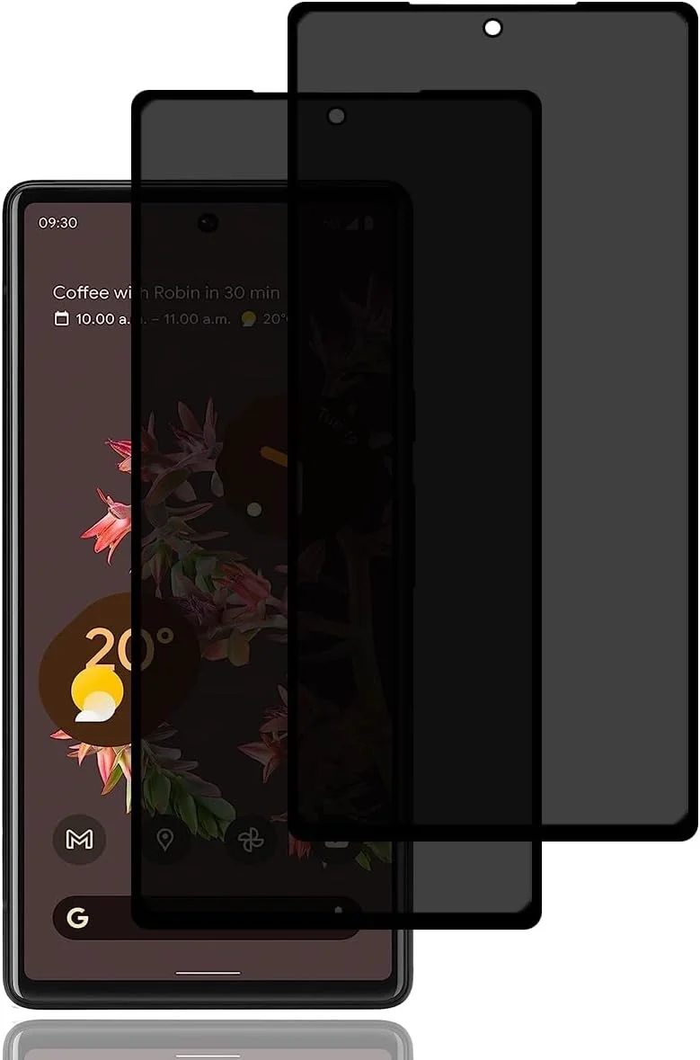 محافظ صفحه نمایش حریم خصوصی برای گوگل پیکسل 6 [بسته 2 عددی]، فیلم شیشه ای حرارت دیده ضد جاسوسی، سختی 9H، ضد خش، ضد اثر انگشت، بدون حباب، نصب آسان، محافظ صفحه نمایش ضد جاسوسی برای گوگل پیکسل 6