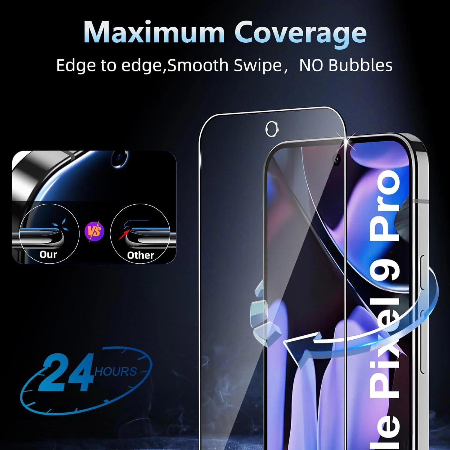 محافظ صفحه نمایش داتری برای گوگل پیکسل 9 پرو، 2 عدد محافظ صفحه نمایش به همراه 2 عدد محافظ لنز دوربین (مشکی) سختی 9H، بدون حباب، فیلم شیشه ای سخت شده ضد خش HD محافظ صفحه نمایش داتری برای گوگل پیکسل 9 پرو، 2 عدد محافظ صفحه نمایش به همراه 2 عدد محافظ لنز دوربین (مشکی) سختی 9H، بدون حباب، فیلم شیشه ای سخت شده ضد خش HD