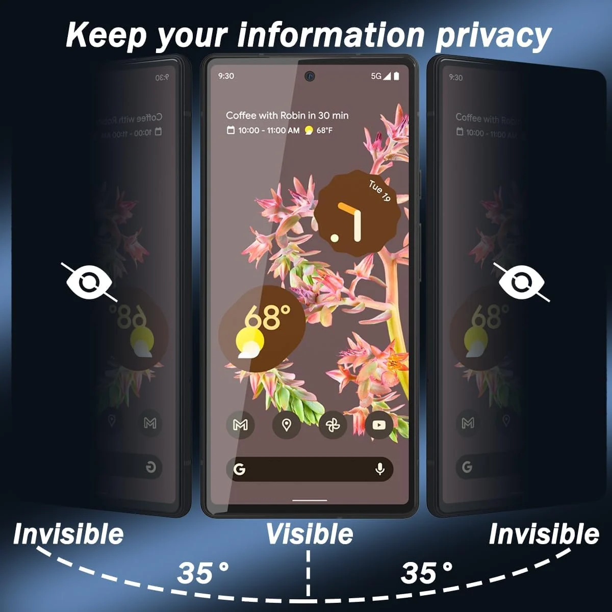 محافظ صفحه نمایش حریم خصوصی شیشه ای Zerrshoo برای گوگل پیکسل 6، 1 عدد، شیشه حرارت دیده، سختی 9H، مقاوم در برابر خراش، ضد آب، ضد اثر انگشت محافظ صفحه نمایش حریم خصوصی شیشه ای Zerrshoo برای گوگل پیکسل 6، 1 عدد، شیشه حرارت دیده، سختی 9H، مقاوم در برابر خراش، ضد آب، ضد اثر انگشت