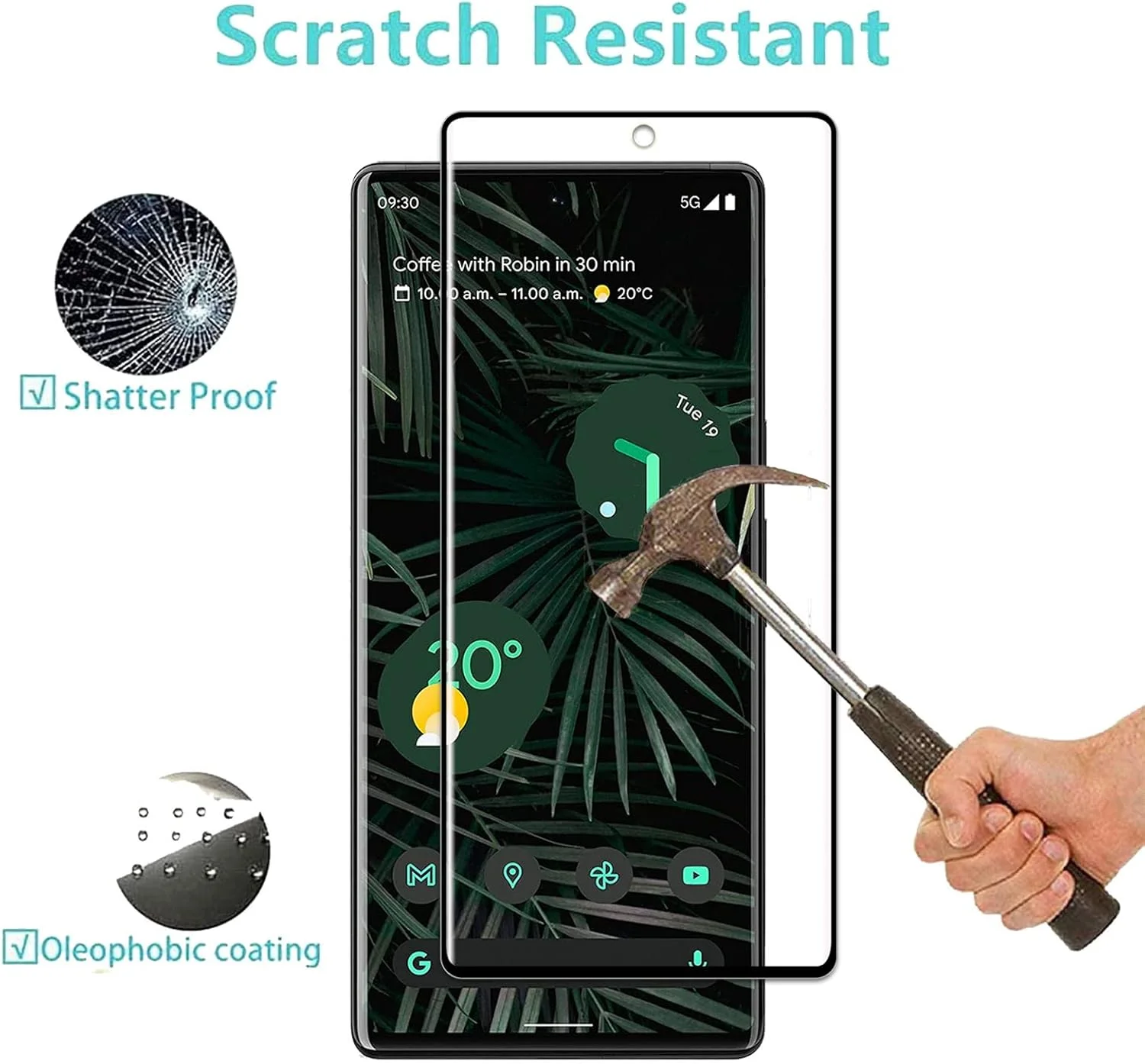 محافظ صفحه نمایش شیشه ای حرارت دیده برای گوگل پیکسل 6 پرو، [بسته 2 عددی] [سازگار با قاب] [شفاف HD] [سختی 9H] [ضد خش] [بدون حباب] محافظ صفحه نمایش شیشه ای حرارت دیده برای گوگل پیکسل 6 پرو