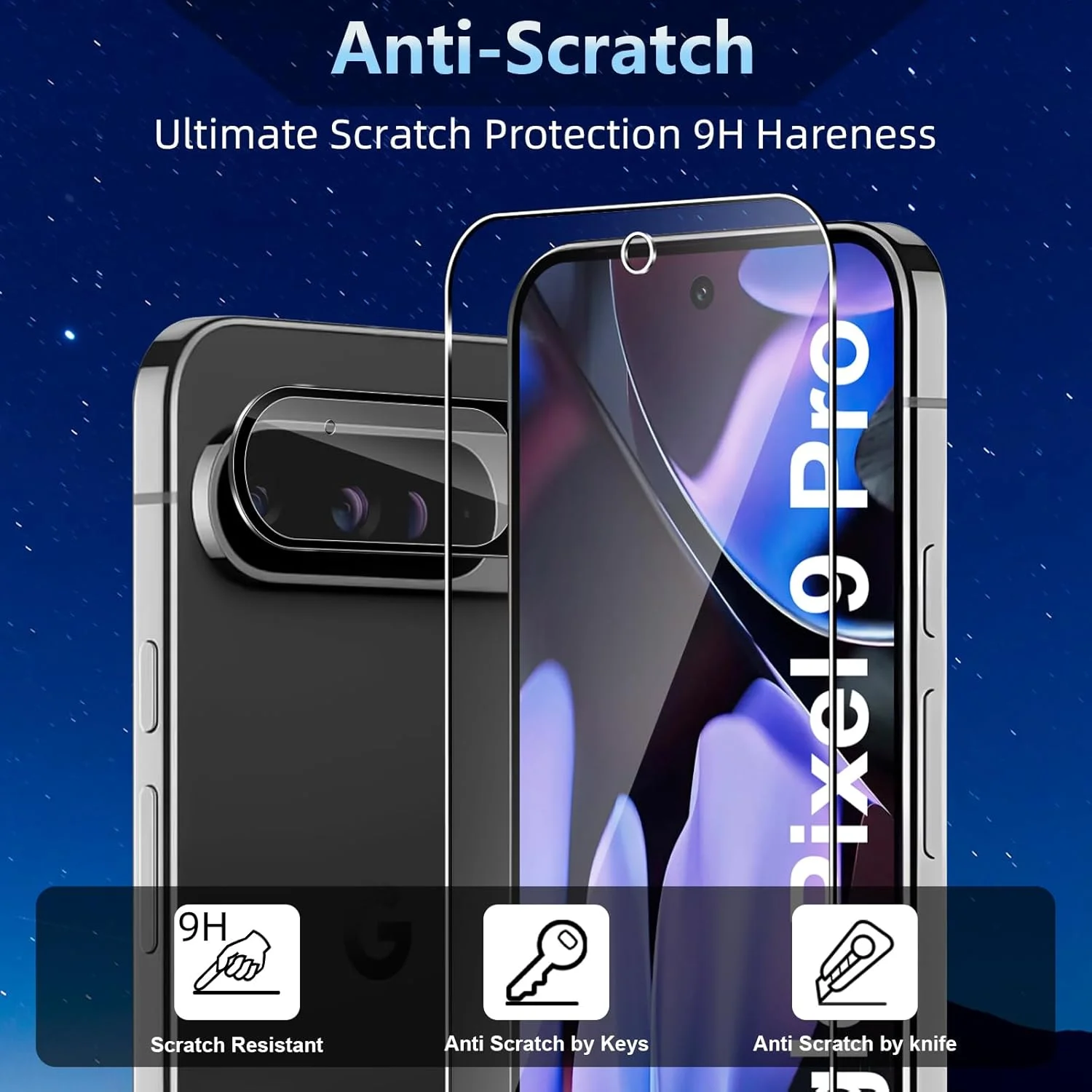 محافظ صفحه نمایش داتری برای گوگل پیکسل 9 پرو، 2 عدد محافظ صفحه نمایش به همراه 2 عدد محافظ لنز دوربین (مشکی) سختی 9H، بدون حباب، فیلم شیشه ای سخت شده ضد خش HD محافظ صفحه نمایش داتری برای گوگل پیکسل 9 پرو، 2 عدد محافظ صفحه نمایش به همراه 2 عدد محافظ لنز دوربین (مشکی) سختی 9H، بدون حباب، فیلم شیشه ای سخت شده ضد خش HD