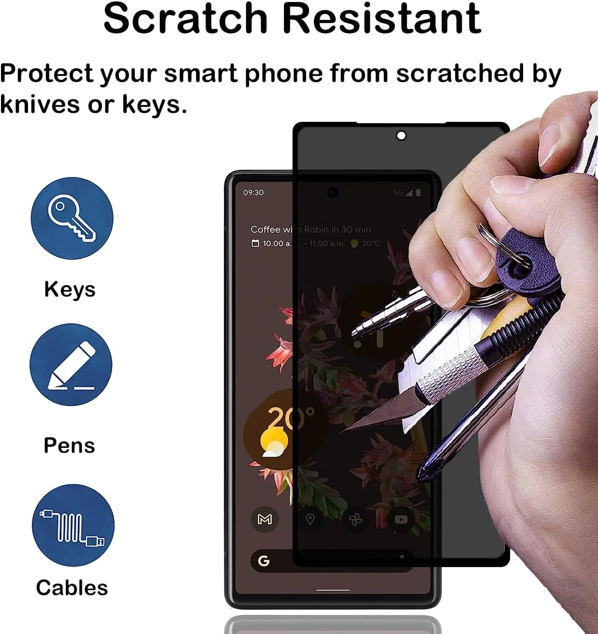 محافظ صفحه نمایش حریم خصوصی برای گوگل پیکسل 6 [بسته 2 عددی]، فیلم شیشه ای حرارت دیده ضد جاسوسی، سختی 9H، ضد خش، ضد اثر انگشت، بدون حباب، نصب آسان، محافظ صفحه نمایش ضد جاسوسی برای گوگل پیکسل 6