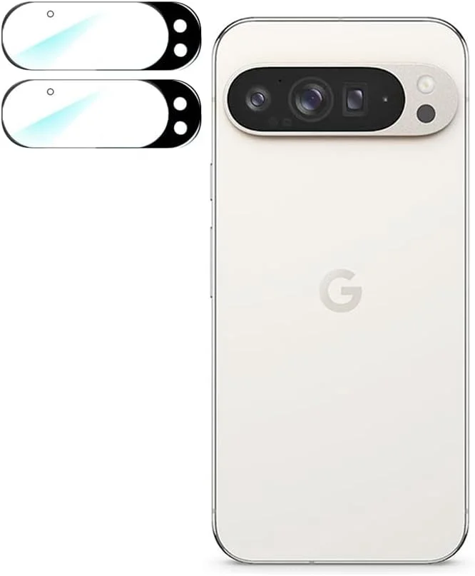 محافظ لنز دوربین گوشی گوگل پیکسل 9 پرو QINOUK، [2 عدد] محافظ شیشه ای حرارت دیده، [ضد خش] [بدون حباب] - مشکی