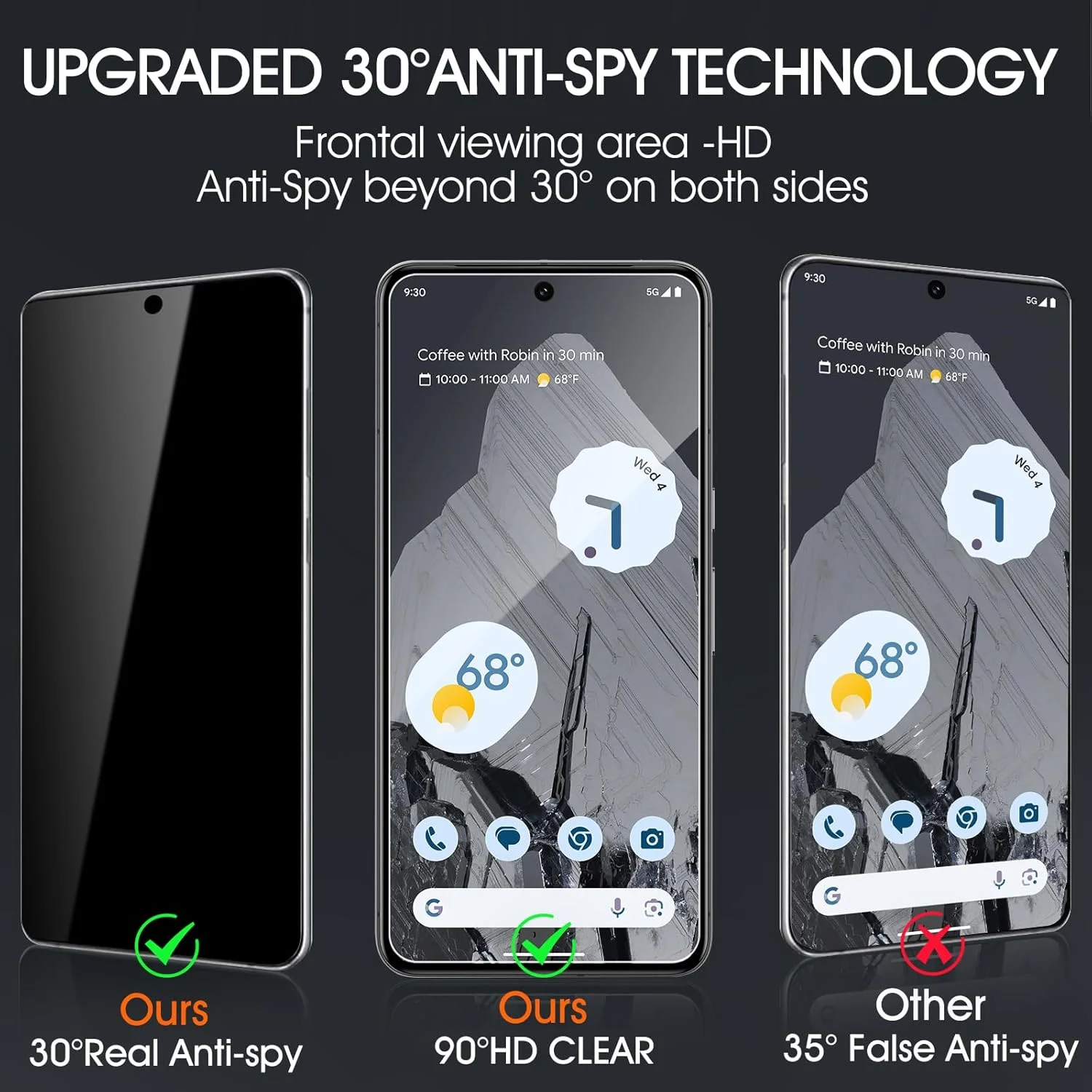 محافظ صفحه نمایش حریم خصوصی زونیه، بسته 3 عددی، مناسب برای گوگل پیکسل 8، سختی 9H، محافظ صفحه نمایش حریم خصوصی ضد جاسوسی، محافظ صفحه شیشه ای حرارت دیده برای گوگل پیکسل 8 [بدون حباب و ضد خش]