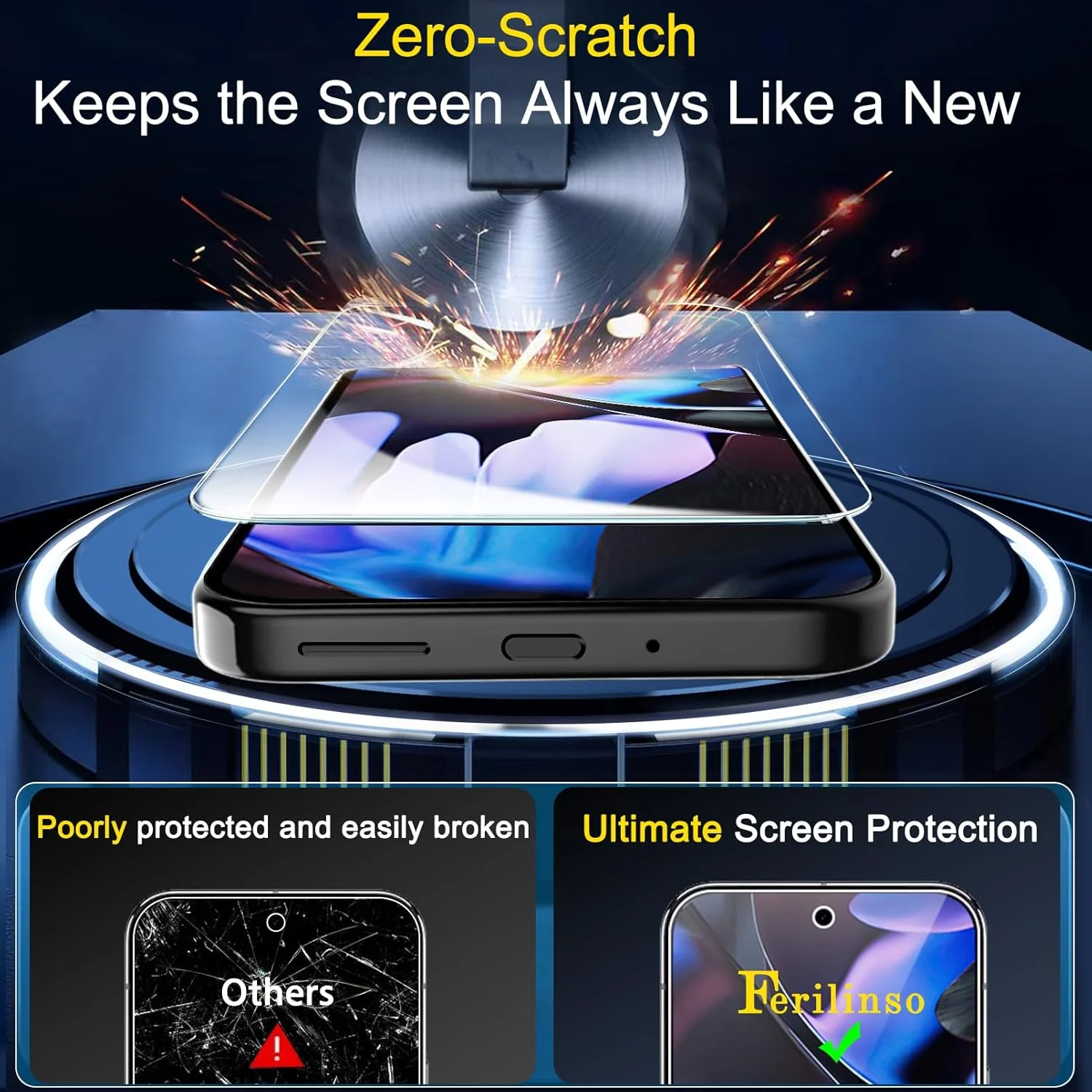 محافظ صفحه نمایش فول کاور Ferilinso بسته 3 عددی برای Google Pixel 9 Pro XL [سازگار با قاب گوشی]، لوازم جانبی محافظ لنز دوربین بسته 3 عددی
