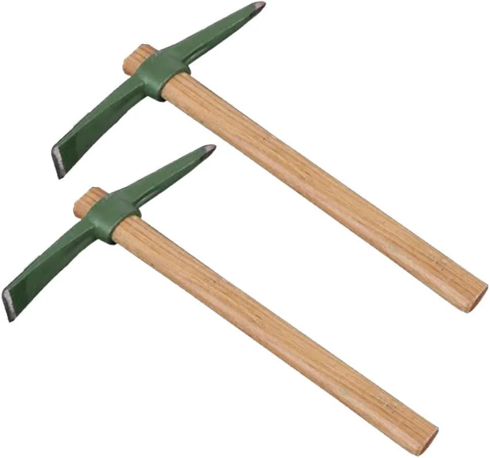 بیلچه کوچک کنگر فرنگی با دسته چوبی، بیل دو طرفه، ابزار کشاورزی، بیل فولادی دو منظوره برای زیر و رو کردن شن و ماسه، سایز متوسط، 1 عدد، کلنگ