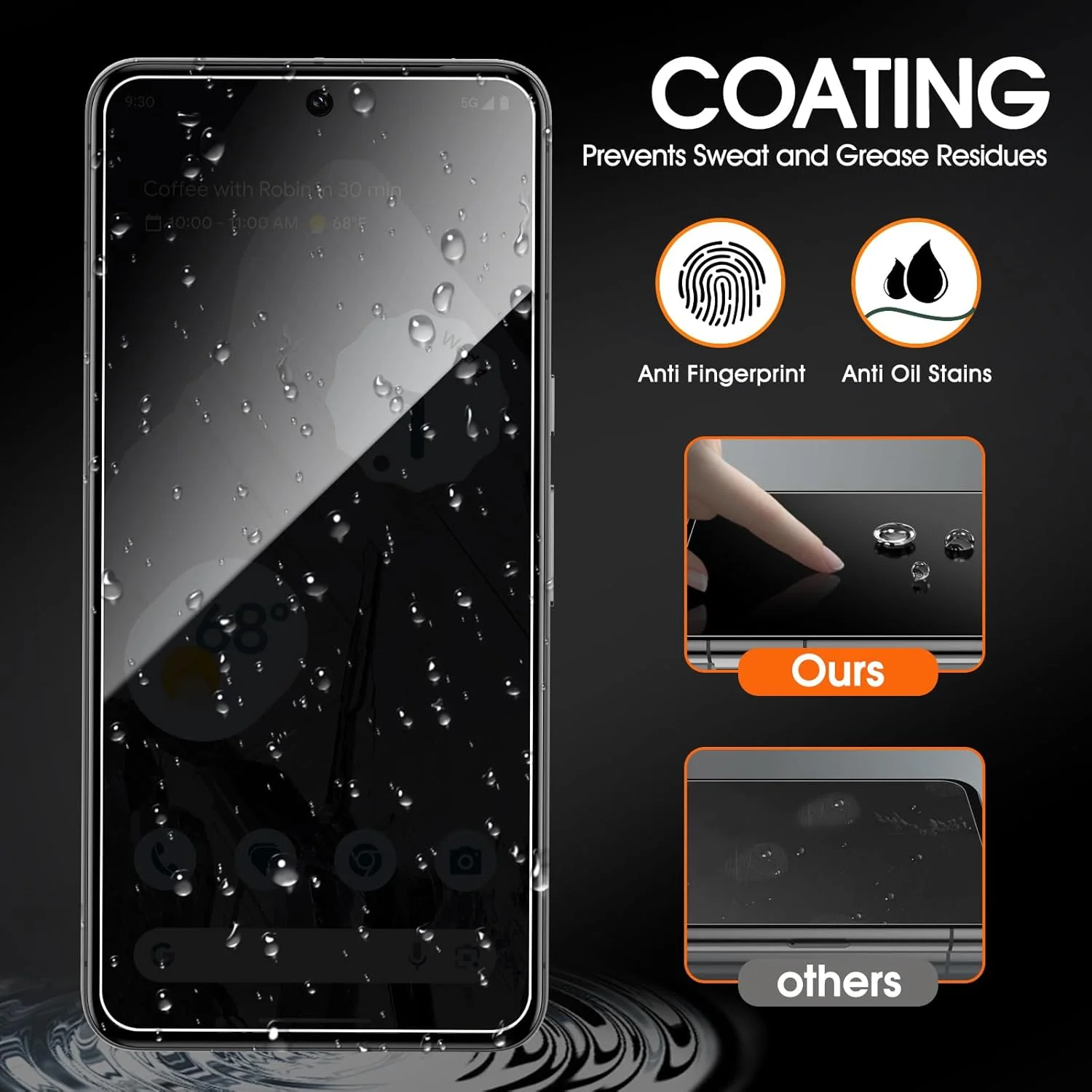 محافظ صفحه نمایش حریم خصوصی زونیه، بسته 3 عددی، مناسب برای گوگل پیکسل 8، سختی 9H، محافظ صفحه نمایش حریم خصوصی ضد جاسوسی، محافظ صفحه شیشه ای حرارت دیده برای گوگل پیکسل 8 [بدون حباب و ضد خش]