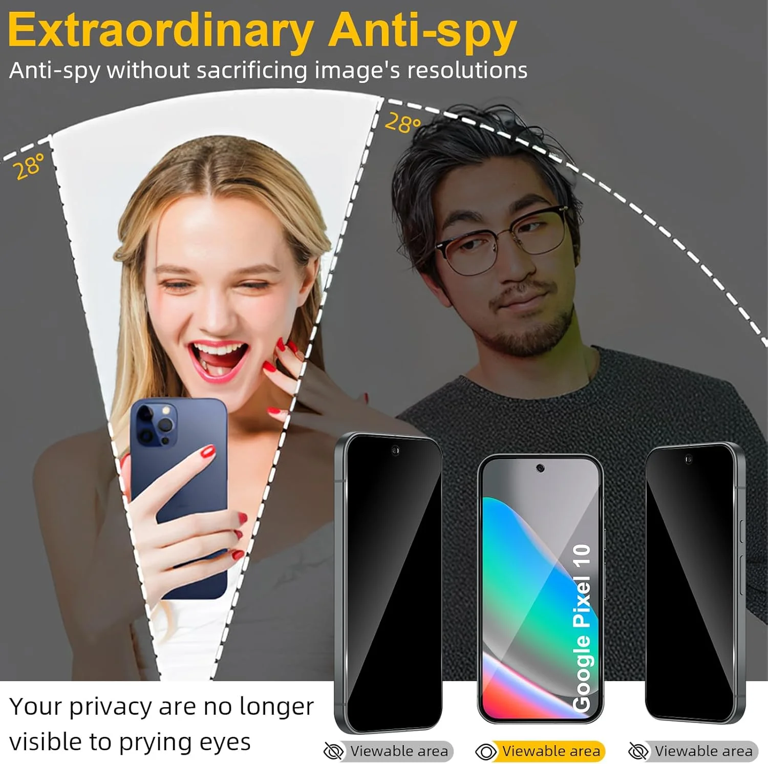 محافظ صفحه نمایش حریم خصوصی Aerku بسته 2 عددی برای گوگل پیکسل 10، شیشه حرارت دیده، شیشه محافظ حریم خصوصی، سختی 9H، ضد اثر انگشت، لبه سیاه، فیلم شیشه ای حرارت دیده ضد جاسوسی محافظ صفحه نمایش حریم خصوصی Aerku بسته 2 عددی برای گوگل پیکسل 10، شیشه حرارت دیده، شیشه محافظ حریم خصوصی، سختی 9H، ضد اثر انگشت، لبه سیاه، فیلم شیشه ای حرارت دیده ضد جاسوسی