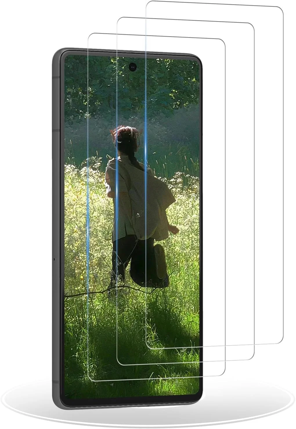 محافظ صفحه نمایش IQShield برای گوگل پیکسل 7، فیلم شیشه ای حرارت دیده برای گوگل پیکسل 7، سختی 9H، سازگار با قاب، ضد اثر انگشت، فیلم شفاف HD، بسته 3 عددی