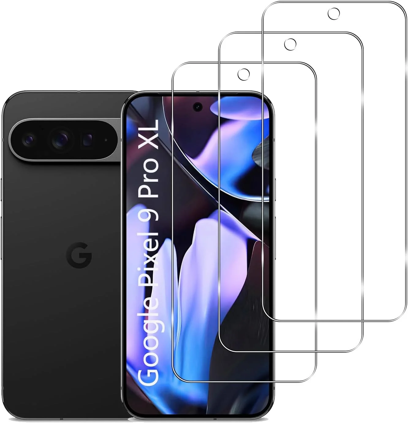 محافظ صفحه نمایش شیشه ای حرارت دیده YIFNTANG [3 عددی] برای Google Pixel 9 Pro XL 5G، سختی 9H، ضد خش، بدون حباب، محافظ صفحه نمایش HD شفاف سازگار با Google Pixel 9 Pro XL 5G