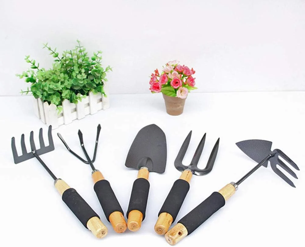 ست باغبانی پنج تکه دسته مشکی شامل بیل بزرگ، بیل کوچک، شن کش، بیلچه گل و ابزار باغبانی دو منظوره ست باغبانی پنج تکه دسته مشکی شامل بیل بزرگ، بیل کوچک، شن کش، بیلچه گل و ابزار باغبانی دو منظوره