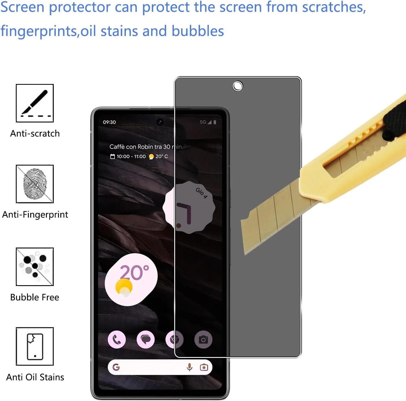 محافظ صفحه نمایش حریم خصوصی YIFNTANG [2 عدد] برای Google Pixel 7A 5G، سختی 9H، ضد خش، بدون حباب، شیشه حرارت دیده ضد جاسوسی سازگار با Google Pixel 7A 5G