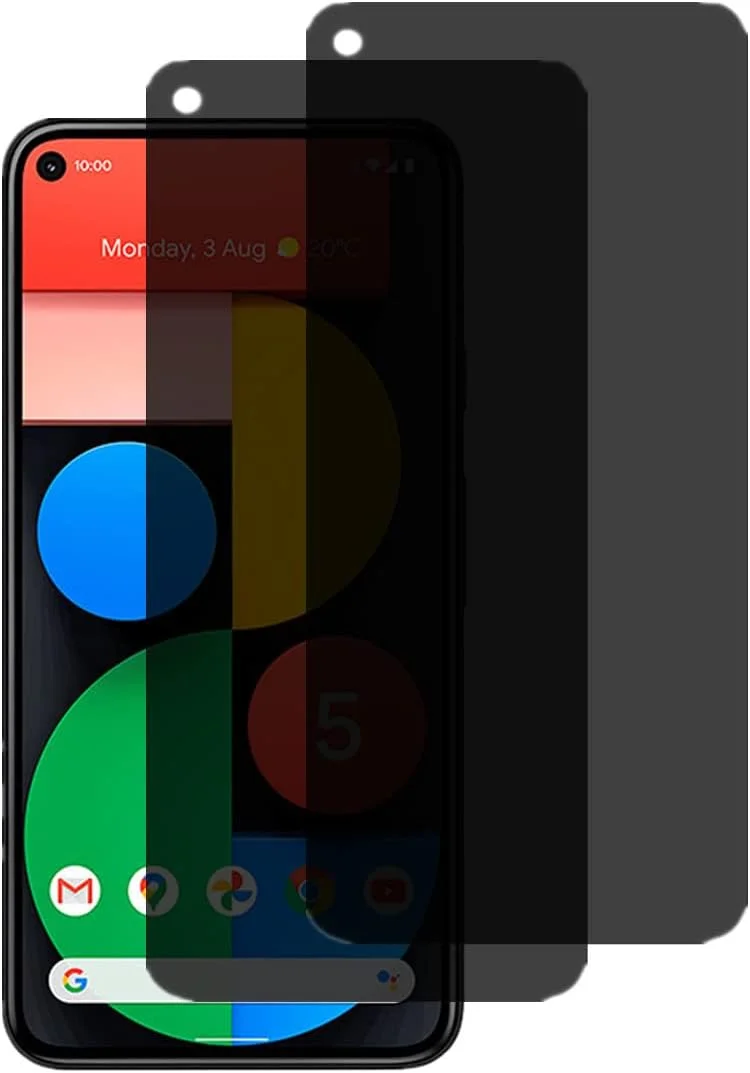 محافظ صفحه نمایش حریم خصوصی شیشه ای AISELAN برای گوگل پیکسل 5، محافظ صفحه نمایش فوق العاده نازک ضد خش و ضد دید برای پیکسل 5 (2 عدد)