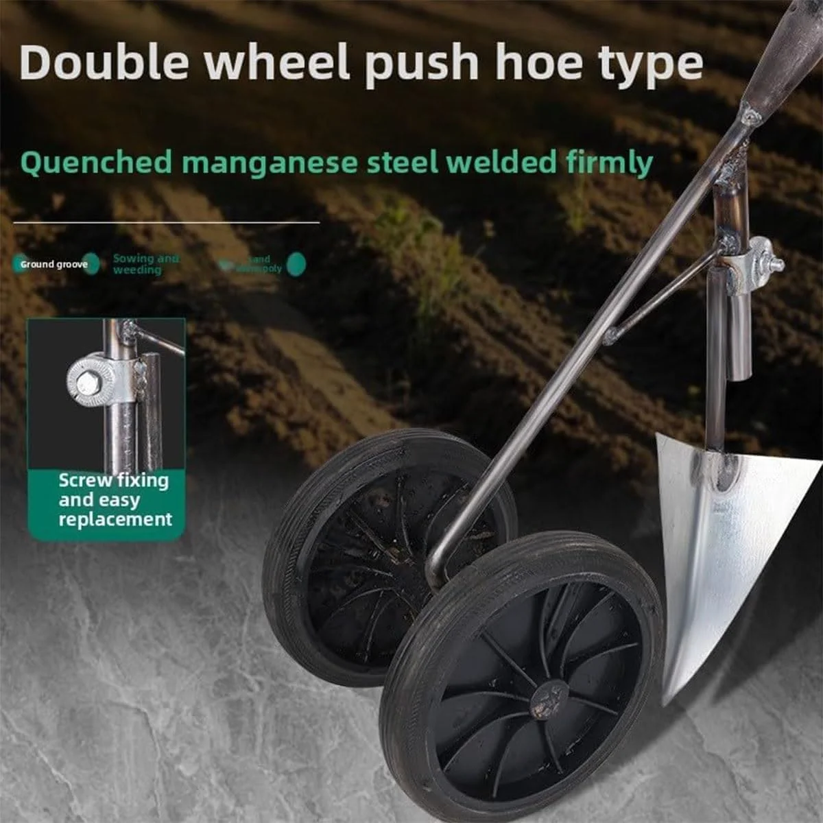 ابزار باغبانی چند منظوره برای وجین و سست کردن خاک، بیل دو چرخ دستی قدرتمند 3 در 1 برای شخم زدن، وجین کردن، کاشت و باغبانی ابزار باغبانی چند منظوره برای وجین و سست کردن خاک، بیل دو چرخ دستی قدرتمند 3 در 1 برای شخم زدن، وجین کردن، کاشت و باغبانی