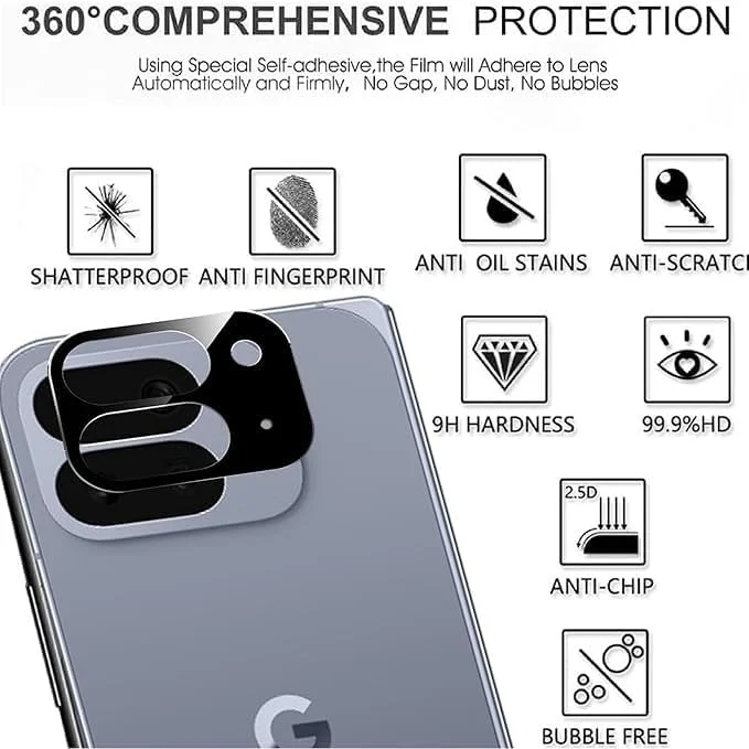 محافظ صفحه نمایش Gruattreay [بسته 2+2 عددی] سازگار با Google Pixel 10 Pro Fold به همراه محافظ لنز دوربین، پوشش کامل فیلم شیشه ای سخت شده 9H، شفافیت HD، ضد خش، بدون حباب
