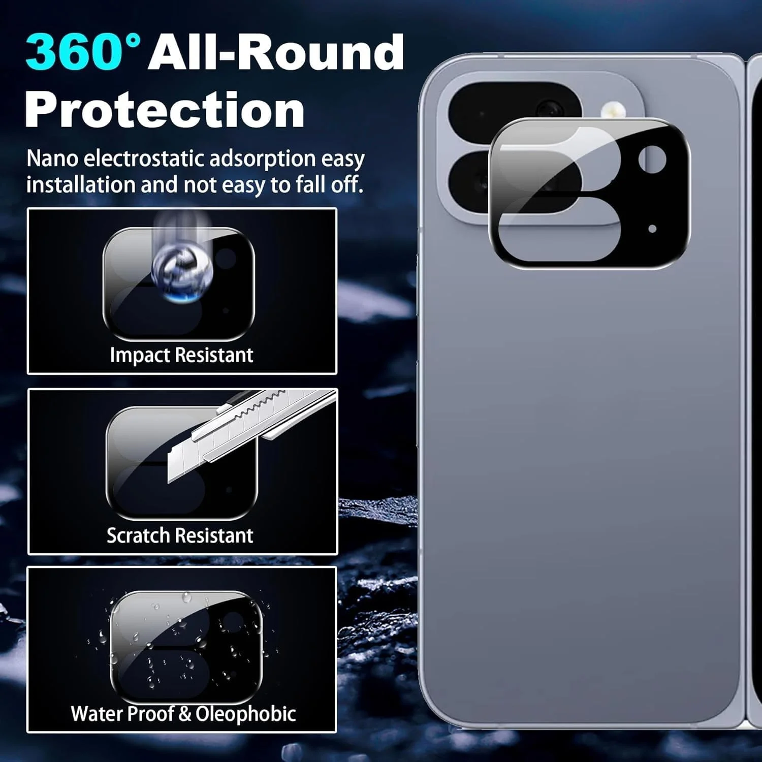 محافظ صفحه نمایش Gruattreay [بسته 2+2 عددی] سازگار با Google Pixel 10 Pro Fold به همراه محافظ لنز دوربین، پوشش کامل فیلم شیشه ای سخت شده 9H، شفافیت HD، ضد خش، بدون حباب