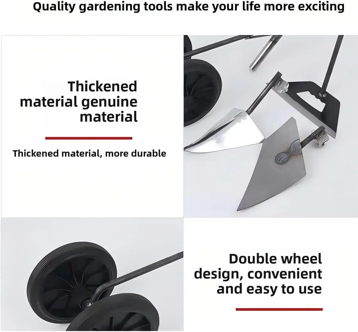 ابزار باغبانی چند منظوره برای وجین و سست کردن خاک، بیل دو چرخ دستی قدرتمند 3 در 1 برای شخم زدن، وجین کردن، کاشت و باغبانی ابزار باغبانی چند منظوره برای وجین و سست کردن خاک، بیل دو چرخ دستی قدرتمند 3 در 1 برای شخم زدن، وجین کردن، کاشت و باغبانی