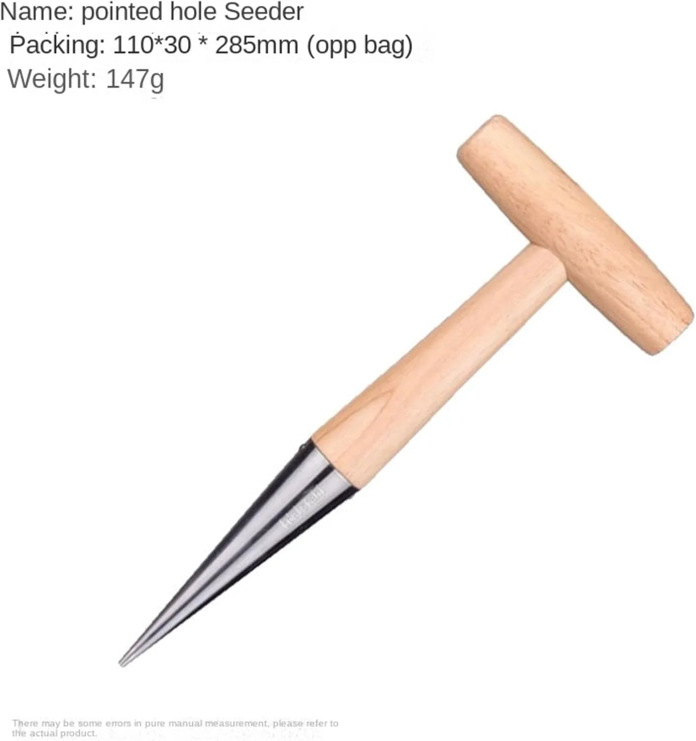 دستگاه کاشت نشاء استیل KAYNO، ابزار کشاورزی، پانچر، ابزار باغبانی، بیرون آورنده نشاء، دسته چوبی، پانچ سوراخ نوک تیز