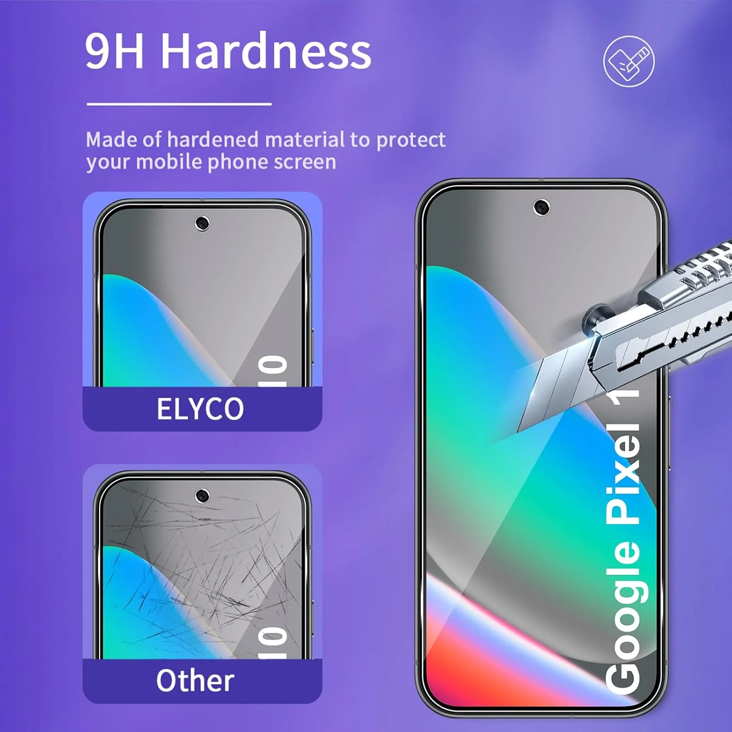 محافظ صفحه نمایش ELYCO سازگار با Google Pixel 10، شیشه حرارت دیده، بسته 3 عددی محافظ صفحه نمایش و 2 عدد محافظ دوربین، سختی 9H ضد خش، شیشه محافظ شفاف HD