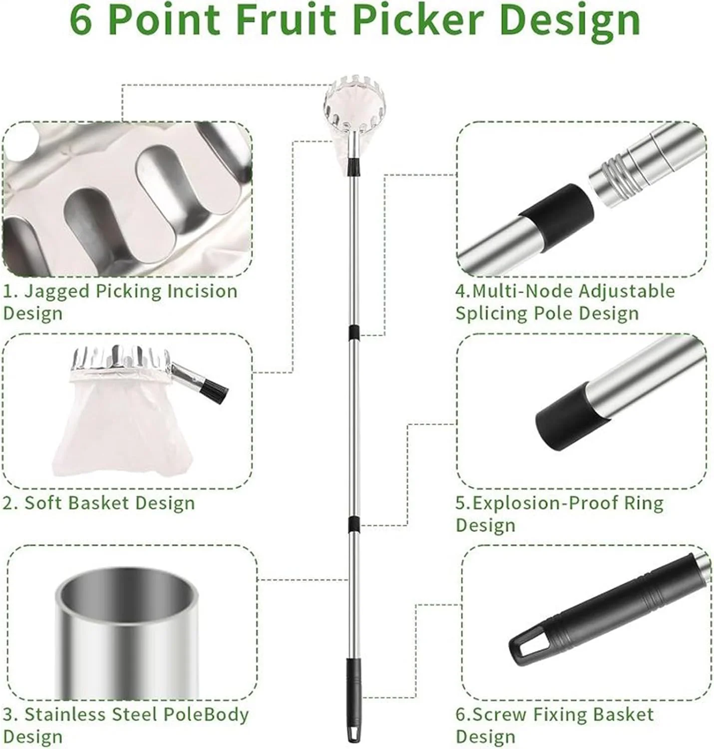ابزار چیدن میوه از درخت، ابزار قابل تنظیم چیدن میوه از درخت | ابزار حرفه ای ارگونومیک برای چیدن و برداشت میوه در باغ، مزرعه، فضای باز و منزل ابزار چیدن میوه از درخت، ابزار قابل تنظیم چیدن میوه از درخت | ابزار حرفه ای ارگونومیک برای چیدن و برداشت میوه در باغ، مزرعه، فضای باز و منزل