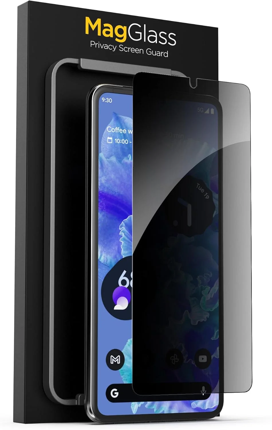 محافظ صفحه نمایش شیشه ای حرارت دیده Magglass برای Google Pixel 8 Pro - محافظ صفحه نمایش ضد جاسوسی با پوشش کامل و شیشه رنگی (سازگار با حسگر اثر انگشت نیست)