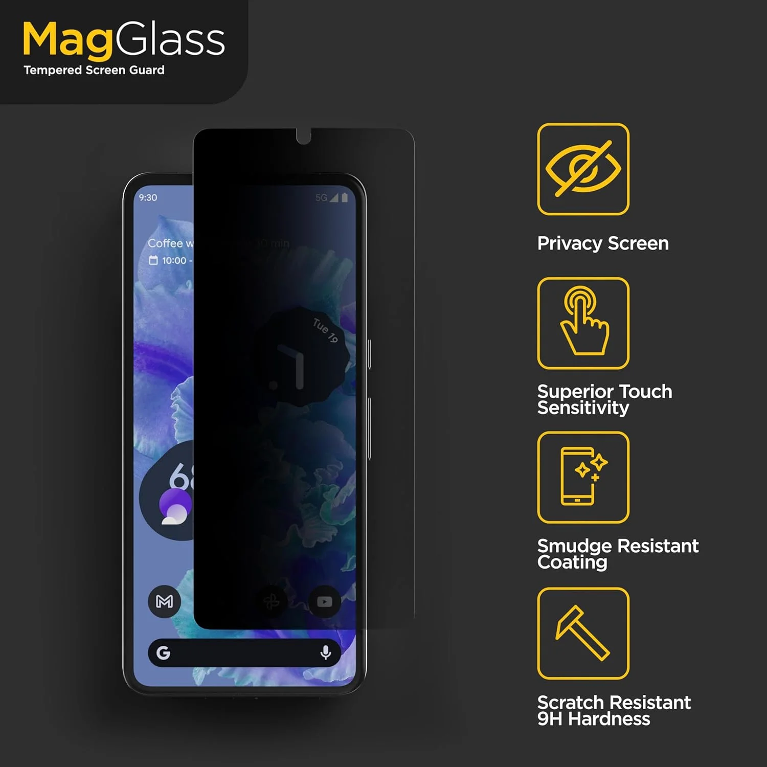 محافظ صفحه نمایش شیشه ای حرارت دیده Magglass برای Google Pixel 8 Pro - محافظ صفحه نمایش ضد جاسوسی با پوشش کامل و شیشه رنگی (سازگار با حسگر اثر انگشت نیست) محافظ صفحه نمایش شیشه ای حرارت دیده Magglass برای Google Pixel 8 Pro - محافظ صفحه نمایش ضد جاسوسی با پوشش کامل و شیشه رنگی (سازگار با حسگر اثر انگشت نیست)