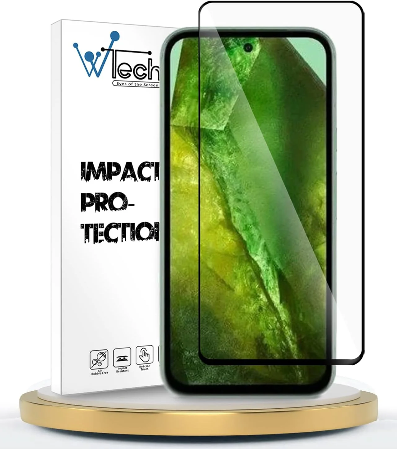 محافظ صفحه نمایش شیشه ای حرارت دیده فول چسب Wtech Premium E2E با پوشش کامل برای گوگل پیکسل 8a 5G 2024 - شفاف/مشکی